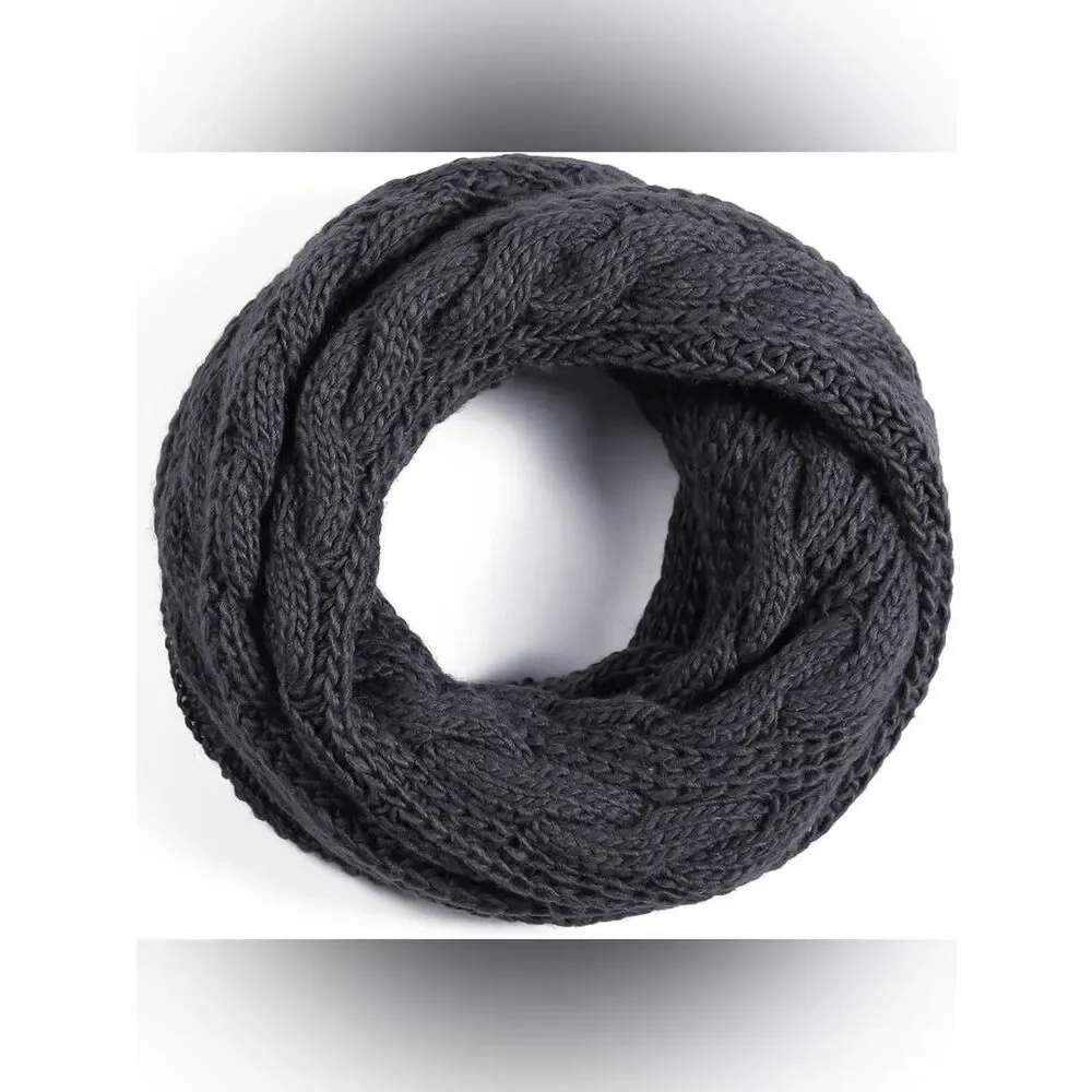 Women's Thick Cable Knit Ribbed Infinity Circle Loop Scarf 100% Acrylic One Size
